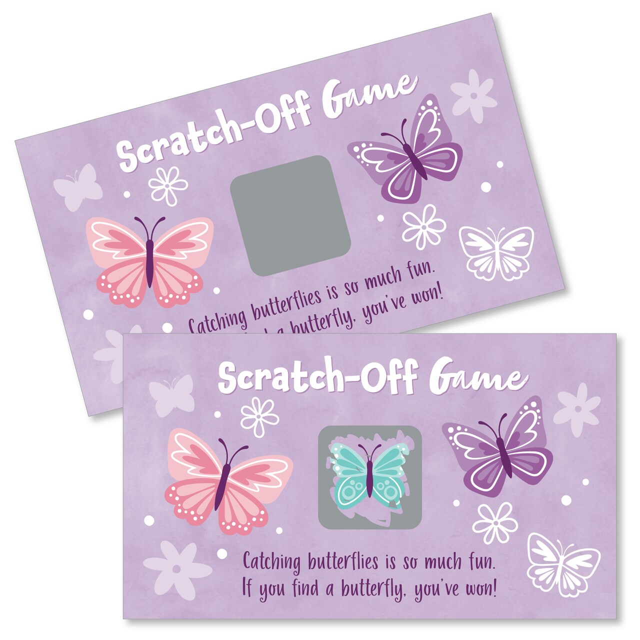 Big Dot of Happiness Beautiful Butterfly - Floral Baby Shower or Birthday Party Game Scratch Off Cards - 22 Count